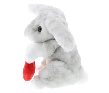 DolliBu I Love You Valentine Plush Grey Rabbit - Cute Soft Cuddly Stuffed Animal with Red Heart Gift for Valentines Day, Birthday Present