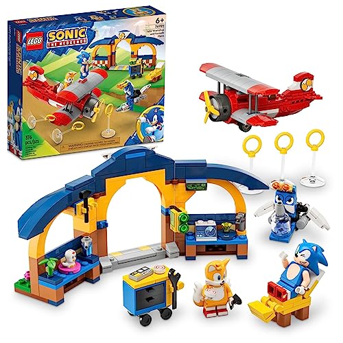 LEGO Sonic The Hedgehog Tails’ Workshop and Tornado Plane 76991 Building Toy Set, Airplane Toy with 4 Sonic Figures and Accessories for Creative Role