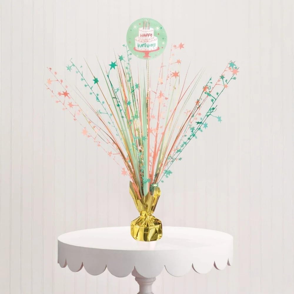 Foil Spray Centerpiece - 1 Pc. - Stunning Design, Perfect Party Accessory For Milestone Celebrations, Happy Cake Day, 18"