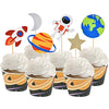 BCHOCKS 30pcs Outer Space Cupcake Toppers, Planet Party Supplies - Birthday Decorations, Rocket, Astronaut, Spaceship Themed Kids Children Party