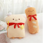 OUKEYI 18.9'' Toast Baguette Plush Pillow, Bread Shape Plush Toy Hugging Pillow with Red Scarf,Soft Toast Food Sofa Cushion for Home Decor,Funny Gift