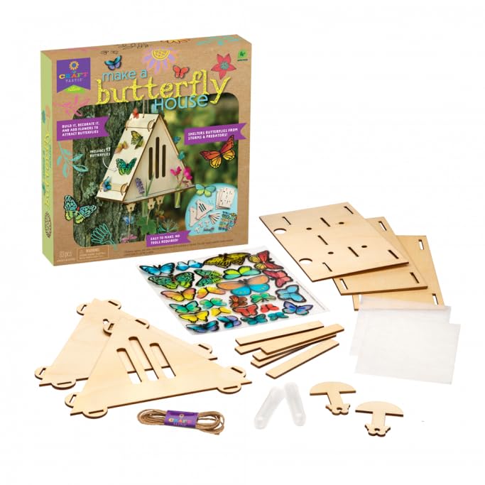 Craft-Tastic - Make A Butterfly House - DIY Nature Craft - No Tools Needed - Decorate Your House with Flowers - Ages 4+ with Help