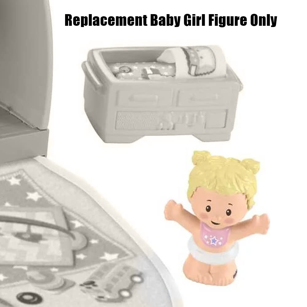Replacement Part for Fisher-Price Little People Cuddle 'n Play Nursery Playset - GKP70 ~ Baby Girl Figure ~ Pink Bib with Star ~ Blonde Hair