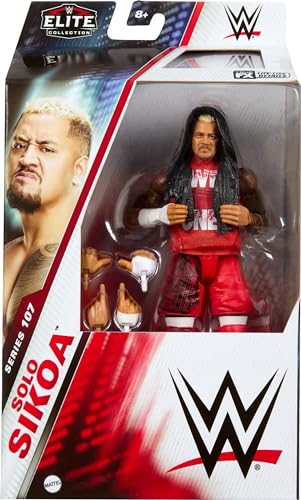 Mattel WWE Elite Action Figure & Accessories, Series #107 Solo Sikoa 6-inch Collectible with 25 Articulation Points & Swappable Hands