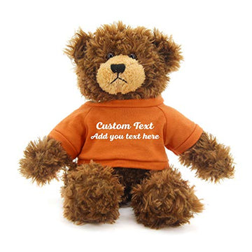 Plushland Chocolate Brandon Teddy Bear 12 Inch, Stuffed Animal Personalized Gift - Custom Text on - Great Present for Mothers Day, Valentine Day