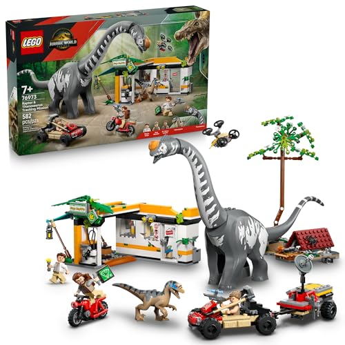 LEGO Jurassic World Raptor & Titanosaurus Tracking Mission Kids Toy - Building and Learning Toy for Pretend Play - Dinosaur Action Figures for Boys &