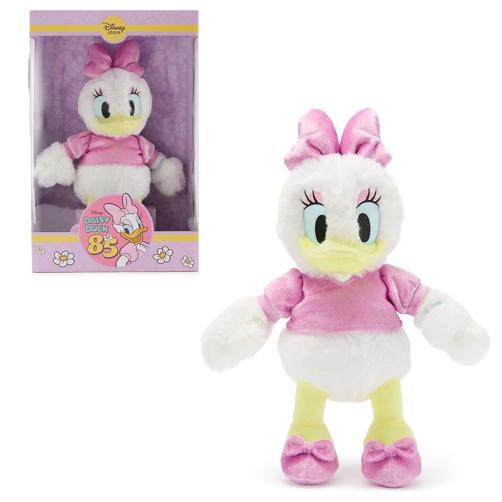 Disney Store Official Daisy Duck 85th Anniversary Plush - Daisy Duck Toy with Embroidered Features, Soft Velour Top, Shoes & Bow - Special Edition 14