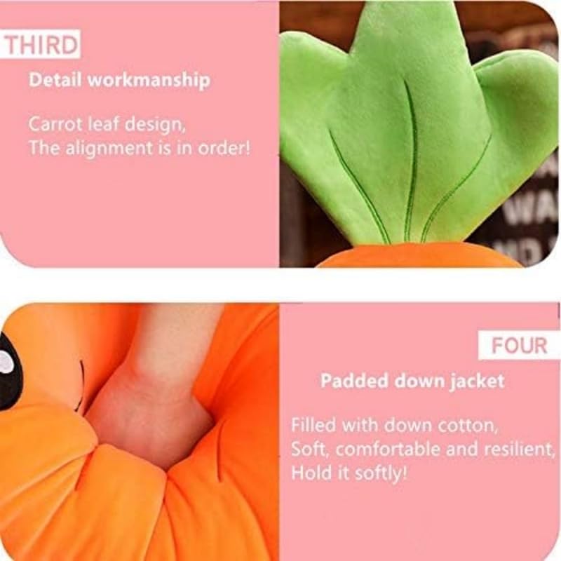 XIZHI 26" Carrot Hugging Pillow Kids Pillows Plush Cute Expression Stuffed Doll Toy (Cute)