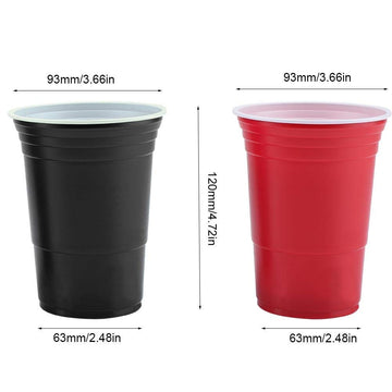 TOPINCN Beer Pong Drinking Game Set 22PCS Plastic Game Cups with 4PCS Pong Balls Outdoor Camping Pub Party Supplies 16oz(red Cups 11+Black
