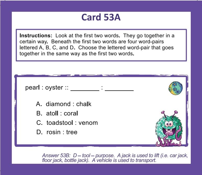 TestingMom.com SCAT Test Prep Flash Cards (School and College Ability Test) - Advanced Level Grades 6 and Above - Complete SCAT Test for Students