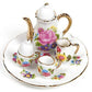 EatingBiting Collection Level 1:12 Elegant Flora Miniature Dollhouse Porcelain Tea Dish, Teapot, Cup, Plate Craft Set, DIY Scene Doll Home Furniture