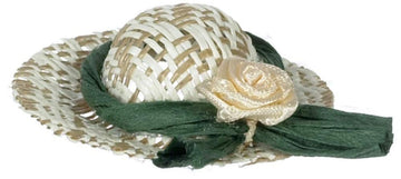 Dolls House Straw Sun Hat Khaki Band Miniature Garden Bedroom Hall Accessory