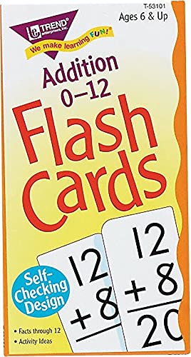 Trend Enterprises: Math Skill Drill Flash Cards, Addition 0-12, Self-Checking Cards to Practice and Master, Great for Skill Building and Test Prep, 91