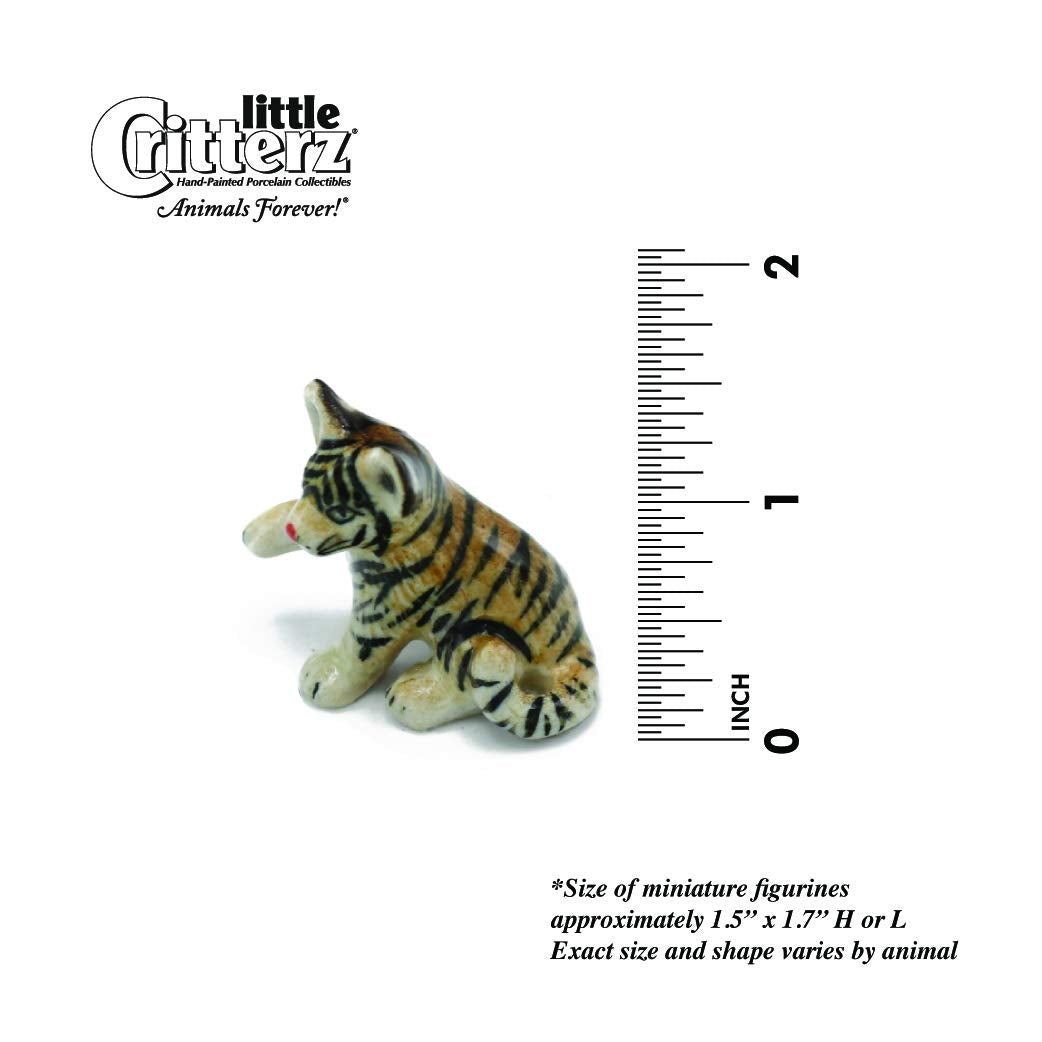 Little Critterz Tiger Cub Decorative Porcelain Display Object “Sneak” - Handcrafted Hand-Painted Adult Home Décor Accent