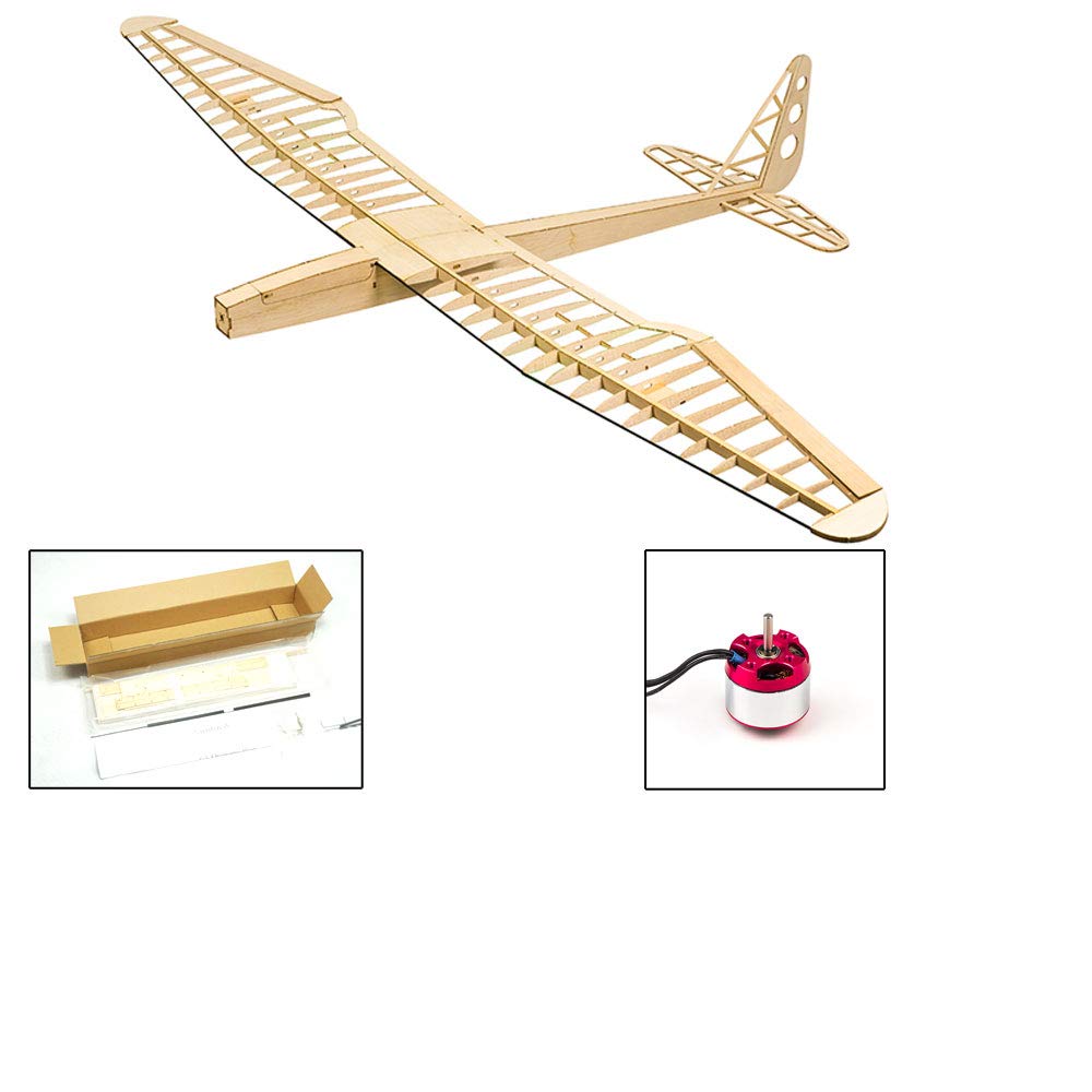 Dancing Wings Hobby Balsa Wood Electric Glider F16 Sunbird Remote Control Laser Cut Kit Un-Assembled for Adults (F1602)