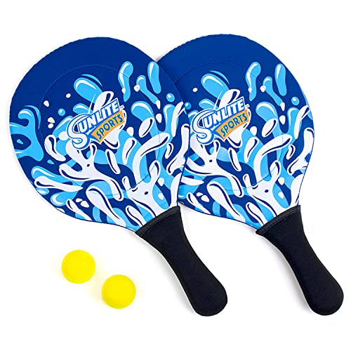 Sunlite Sports Beach Paddle Game Set, 2 Paddles and 2 2 Balls, Perfect for Backyard Fun or Outdoor or Beach or Lawn., Blue