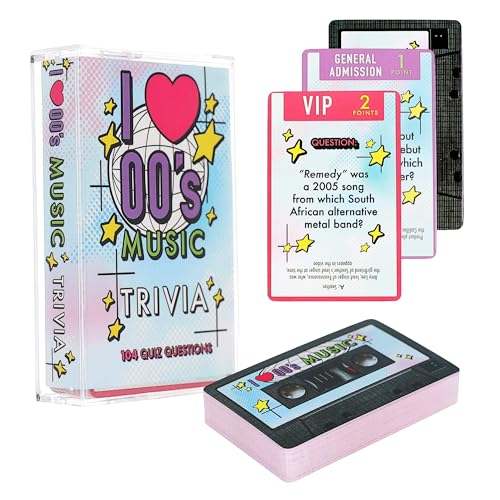 AQUARIUS Music Trivia Card Game - Pop, Rock, Hip-Hop & Alternative Quiz - Party Game for Adults & Teens, Gift for Music Lovers - I Love the 2000s