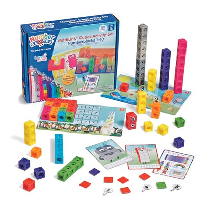 hand2mind MathLink Cubes Numberblocks 1-10 Activity Set, 30 Preschool Learning Activities, Counting Blocks, Linking Cubes, Educational Toys for Kids