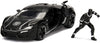 Jada Toys Marvel Black Panther & Lykan Hypersport Die-cast Car, 1:24 ScaleVehicle & 2.75 Collectible Figurine, (99723)