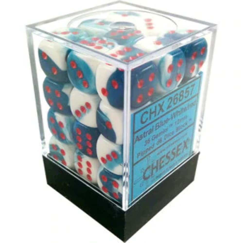 Chessex Says: CHX26857 D6 12mm Gemini Astral Blue-White/Red (36)