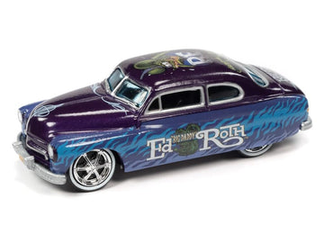 1949 Mercury Coupe Custom Purple Metallic with Graphics Pop Culture 2022 Release 1 1/64 Diecast Model Car by Johnny Lightning JLPC006-JLSP238