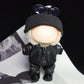 Clothes for Labubu Faux Leathe Cool 5-Piece Set - Biker Jacket,Pants,Shoes,Knit Hat & Sunglasses for 17cm Dolls(No Doll) (Black)