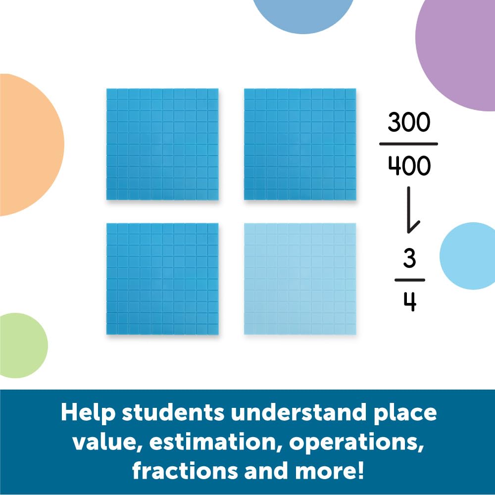 Learning Resources Plastic Base Ten Starter Set - 1st Grade Math Manipulatives for Elementary School Classroom, Learn Place Value, Base 10 Blocks