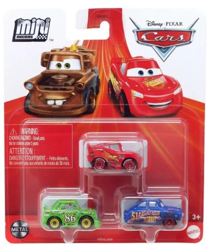 Disney Cars Mini Racers 3 Pack On the Road Lightning McQueen, Chick Hicks and Fabulous Hudson Hornet
