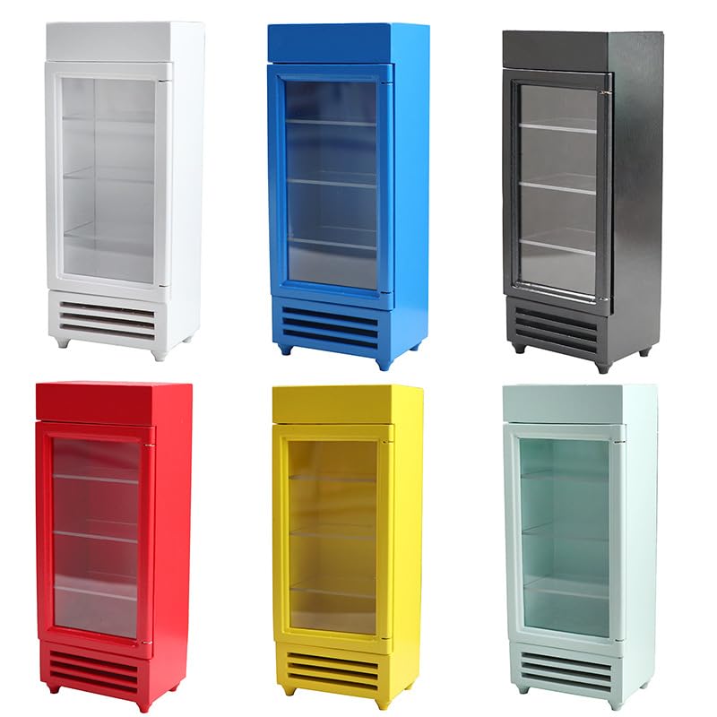 AirAds Dollhouse 1:12 scale dollhouse Miniature refrigerator and side cart (1 red refrigerator)