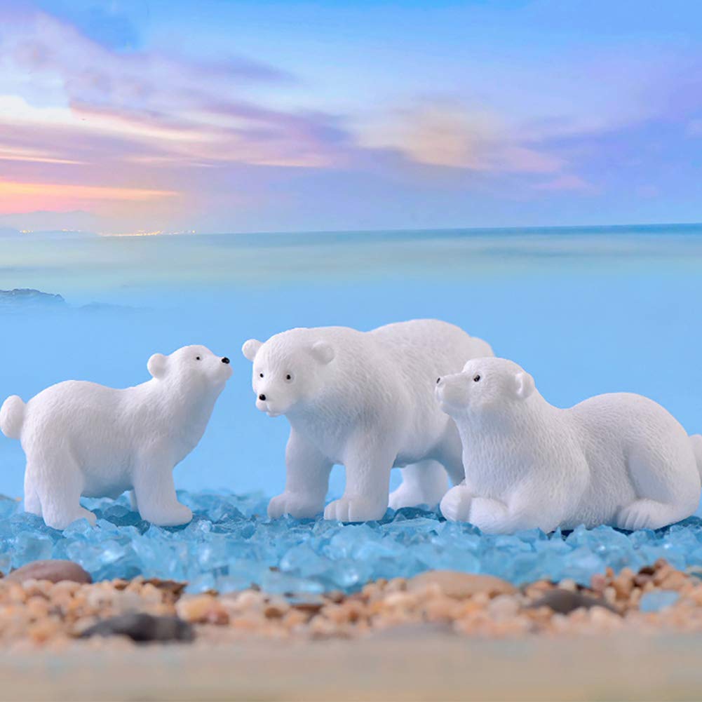 BLAPNK 15 Pcs Mini Polar Animal Figurines Model Realistic Glowing Igloo Plastic Bear Animal Figure Playset Miniature Arctic Sea Figurines Cake Toppers