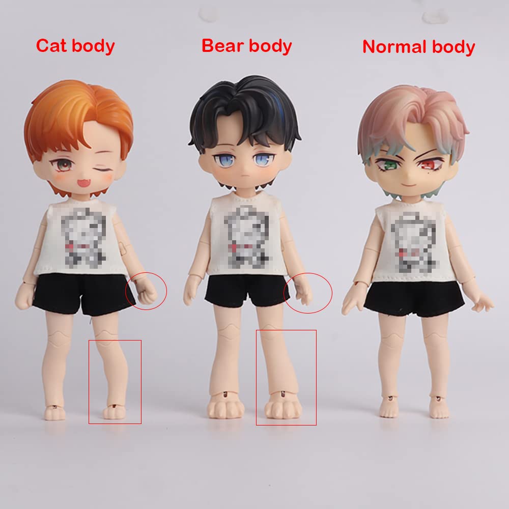 XiDonDon New 1/12BJD Doll Body for GSC Head,OB11 Doll Replace Body, with Animal Body Accessories,Three Uses,Action Figures (White)