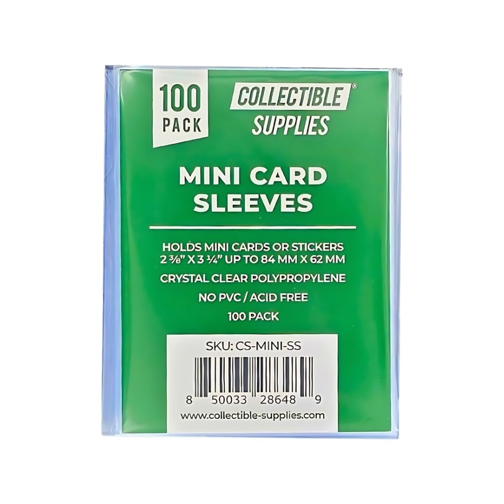 Mini Card Soft Sleeves for Mini Cards or Stickers 2 3/8" x 3 1/4" - 100 Pack