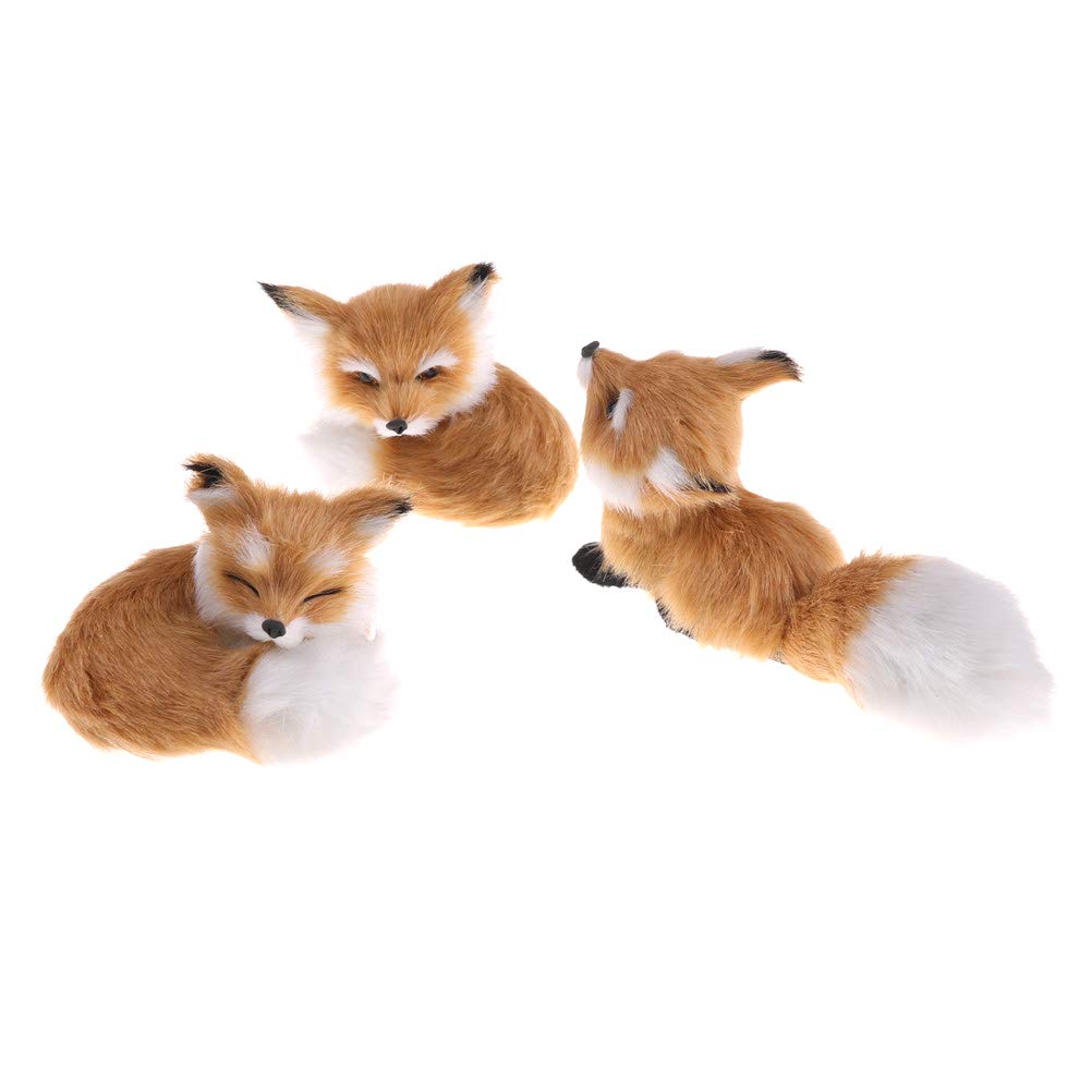 GUDVES Realistic Brown Fox Statue Furs Squatting Model Home Decoration Animals World Collectible Gift for Animal Lovers (Fox Toy)