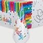 Multicolor Rainbow Ribbons Birthday Plastic Rectangular Table Cover (54" x 84"), Chic Design & Reusable - Perfect For Parties & Celebrations, Pack