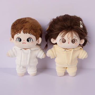 niannyyhouse 20cm Plush Doll Clothes Elastic Solid Sportswear Suits Hoodie Pants Soft Stuffed Plush Toy Dress Up Accessories (Dark Green, 20cm)