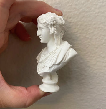 Miniature Classical Bust Sculpture, White Decorative Statue, 3 inch, Greek Style