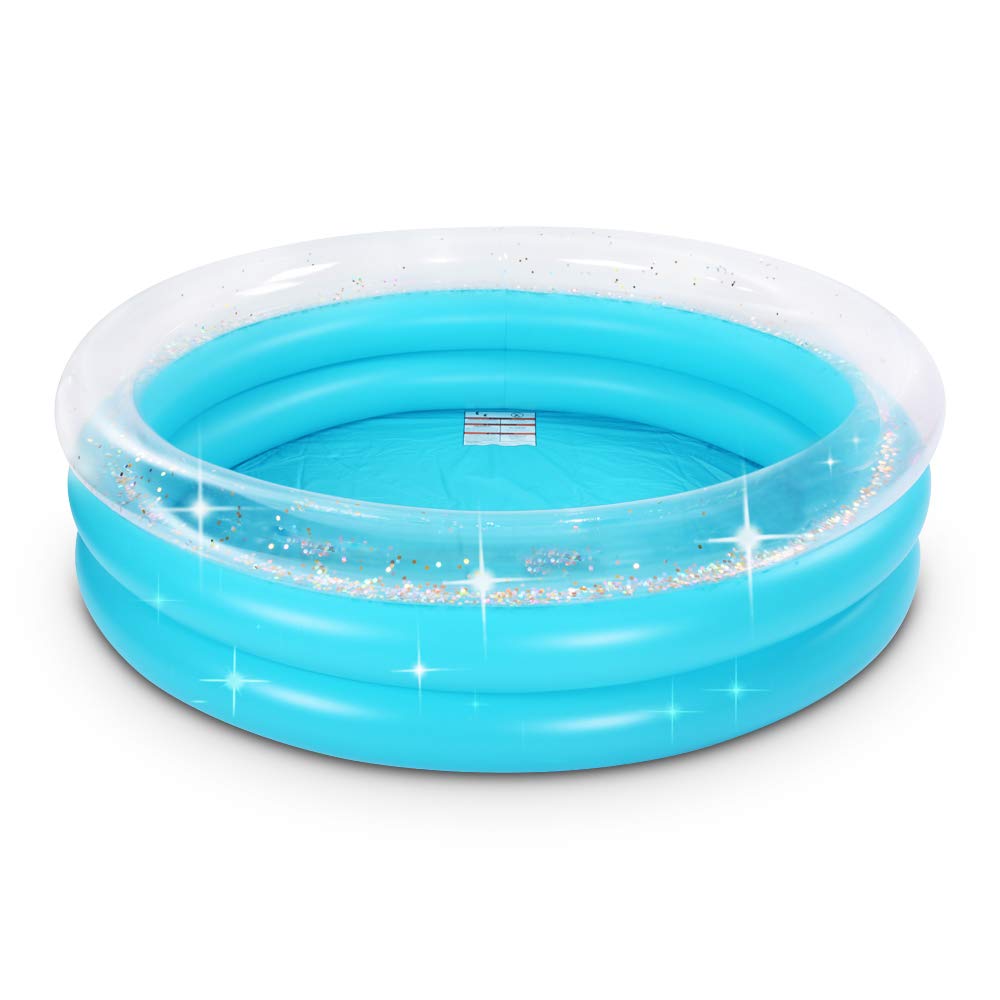 Bling Kiddie Pool, 60 inches Glitter Inflatable Kids Swimming Pool, Ball Pit, 5ft Durable Baby Pool for Indoor or Outdoor