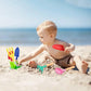 UMUACCAN Beach Toys for Kids,Beach Sand Toys, 8'' Metal Sandbox Toys with Sturdy Wooden Handle,Safe Beach Gardening Set,Spoon, Fork, Trowel, Rake