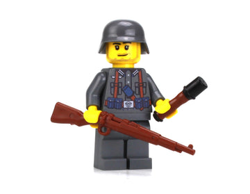 Battle Brick 1.6 Inches Tall German Kar98 WW2 Soldier Custom Minifigure | Printed in the USA | Genuine Military Minifig | Great Gift for Ages 8+