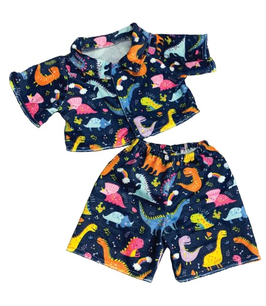 Diggin' Dinos Pajamas for 6-10 inch Stuffed Animals - Plush Toy Dino PJ Outfit for Teddy Bears, Soft Dinosaur Themed Sleepwear Clothes, Adorable Dress