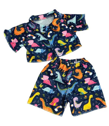 Diggin' Dinos Pajamas for 6-10 inch Stuffed Animals - Plush Toy Dino PJ Outfit for Teddy Bears, Soft Dinosaur Themed Sleepwear Clothes, Adorable Dress
