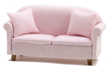 Dollhouse Miniature Pink Sofa with 2 Pillows
