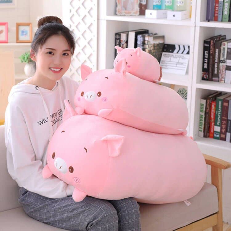 Jensquaify Pig Plush Pillow Soft Pig Stuffed Animal Toy Piggy Body Pillow, 23.6"