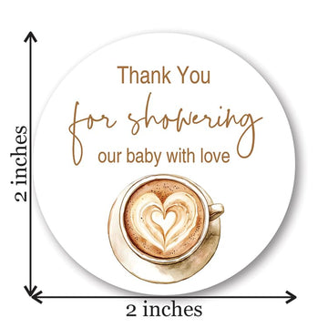 Coffee Baby Shower Thank You Favor Stickers - Set of 40