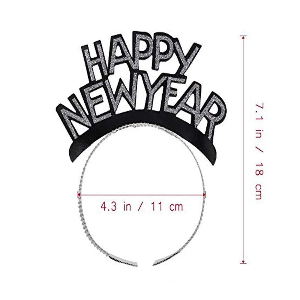 Soochat Happy New Year Headband Tiara New Years Eve Party Supplies Gold Silver Black 12 Pieces
