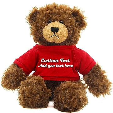 Made By Aliens Customized Chocolate Brandon Bear - 12 inch Personalized Stuffed Bear Plush Toy - Perfect Custom Shirt Bear Gift for Graduation