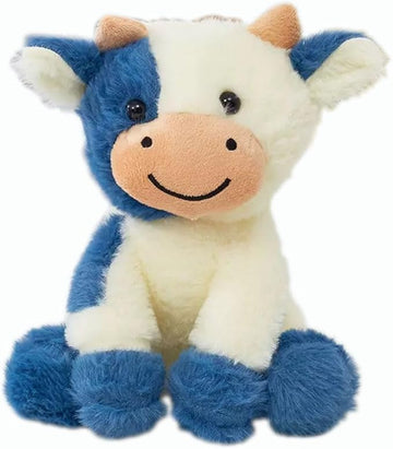 Sibupue Cow Stuffed Animals Soft Plush Cute Cow Doll for Boys Girls 8in (zuo NIU Shen lanse)