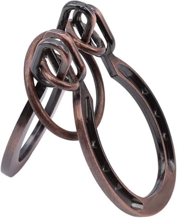 2Pcs Red Copper Lock Puzzle Metal Ring Solution Intellectual Deduction Unlock Puzzle Brain Tease Unlock Horseshoe Buckle Gift, Assembly