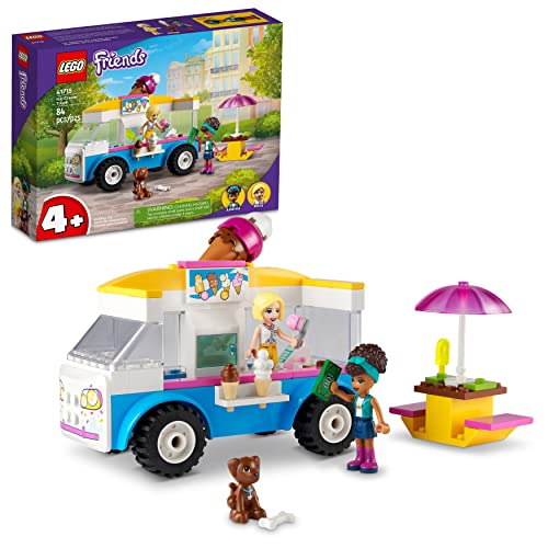 LEGO Friends Ice-Cream Truck Building Toy Pretend Play Gift for Kids Girls Boys Ages 4 and Up, Featuring Toy Van, Andrea & Roxy Mini-Dolls, Toy Dog