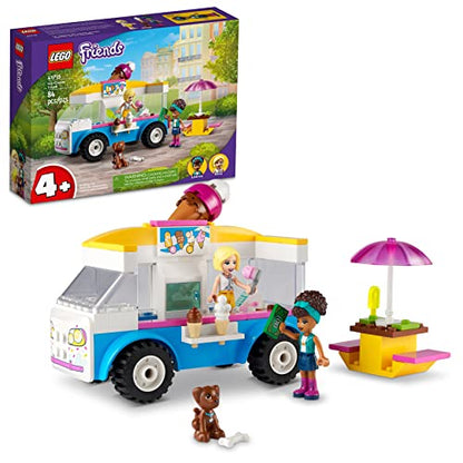 LEGO Friends Ice-Cream Truck Building Toy Pretend Play Gift for Kids Girls Boys Ages 4 and Up, Featuring Toy Van, Andrea & Roxy Mini-Dolls, Toy Dog